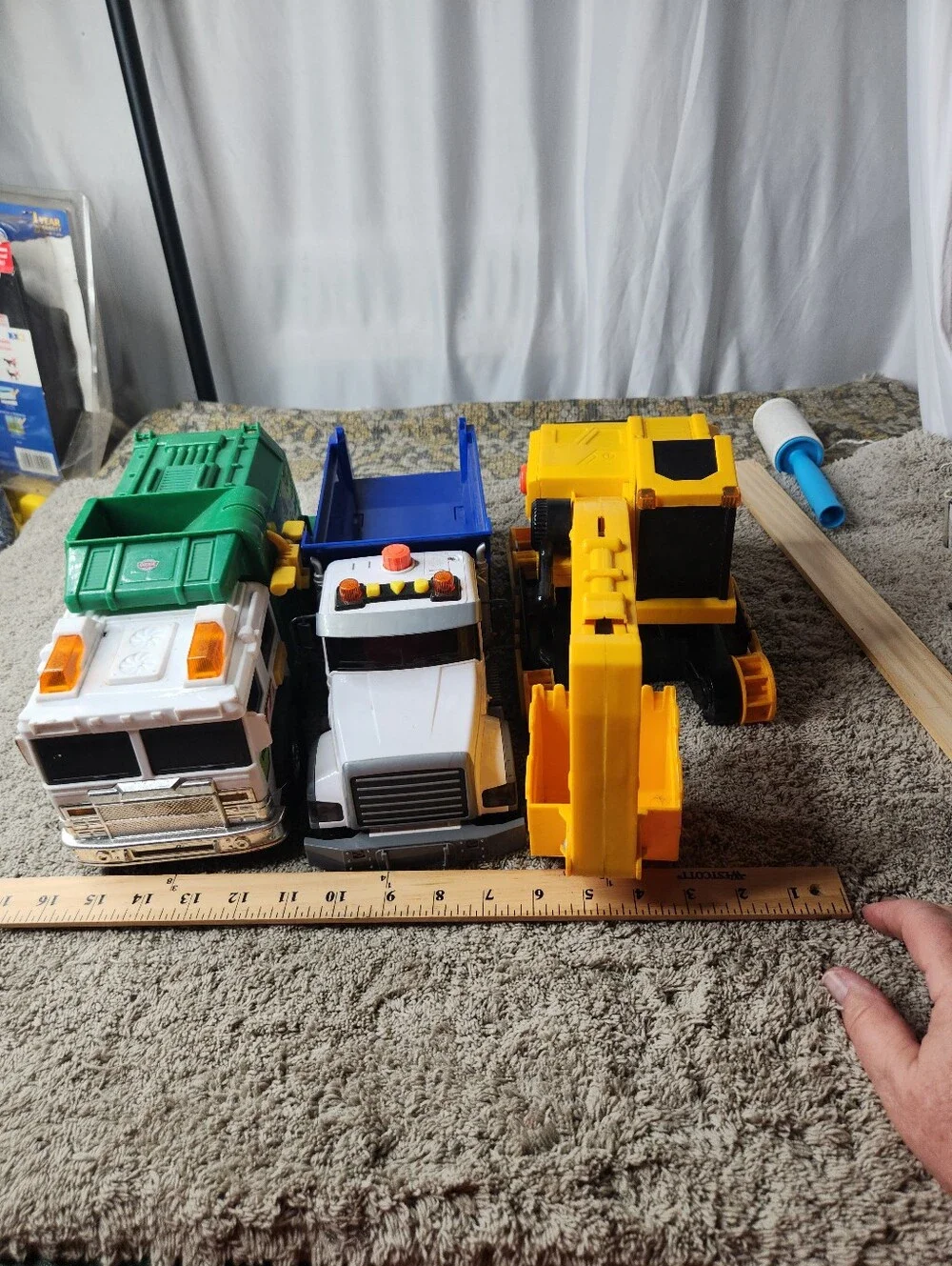 3 Kid's Toy Trucks - Garbage Truck, Dump Truck & Backhoe